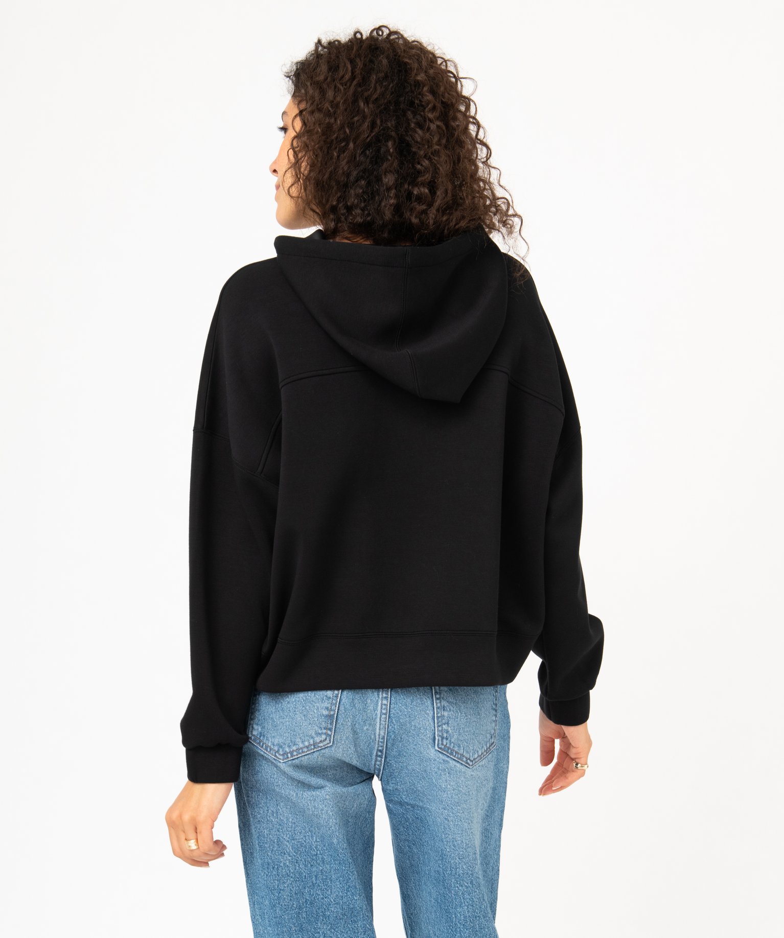 Sweat à capuche oversize avec col zippé femme noir | GEMO