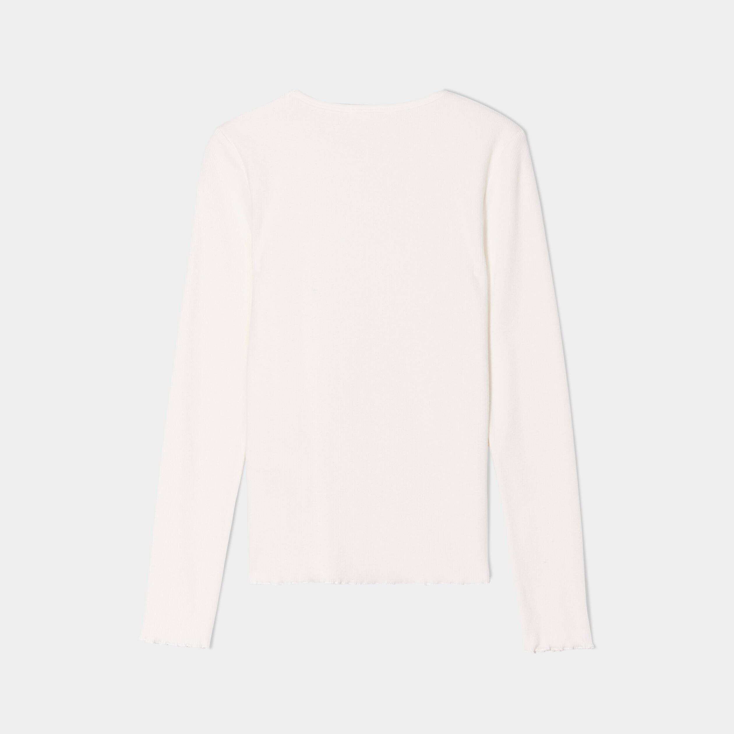 T-shirt côtelé bord vague ecru femme | Cache Cache