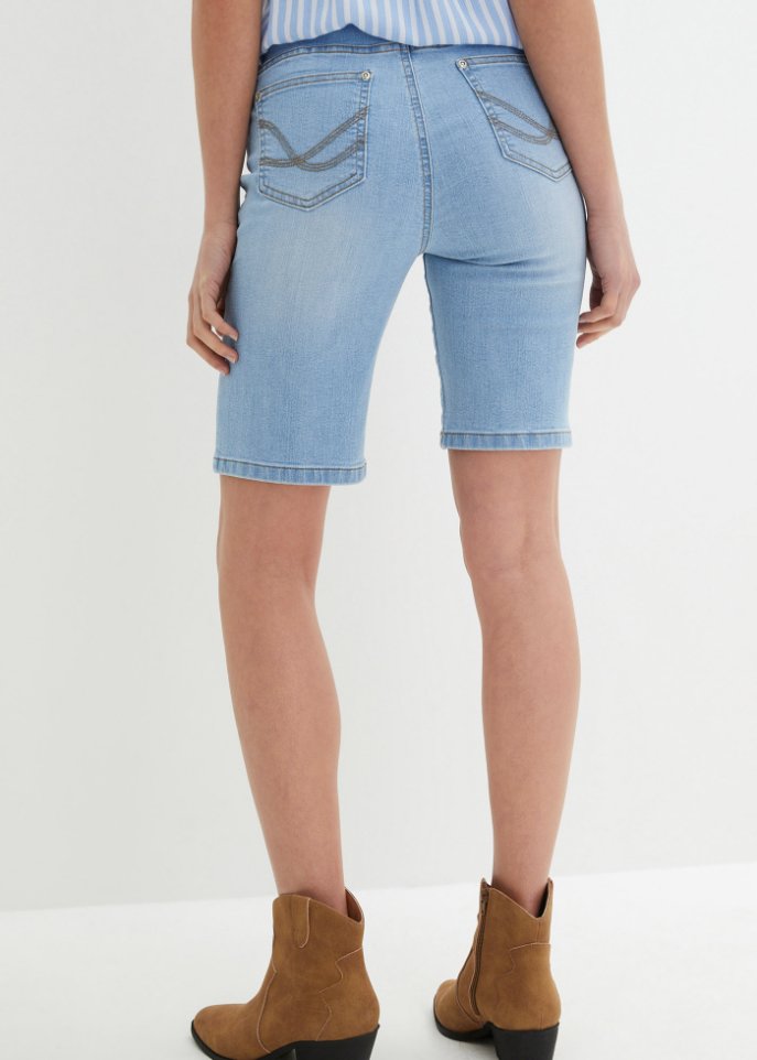 Komfort-Stretch-Jeans -Bermuda mit Bindeband