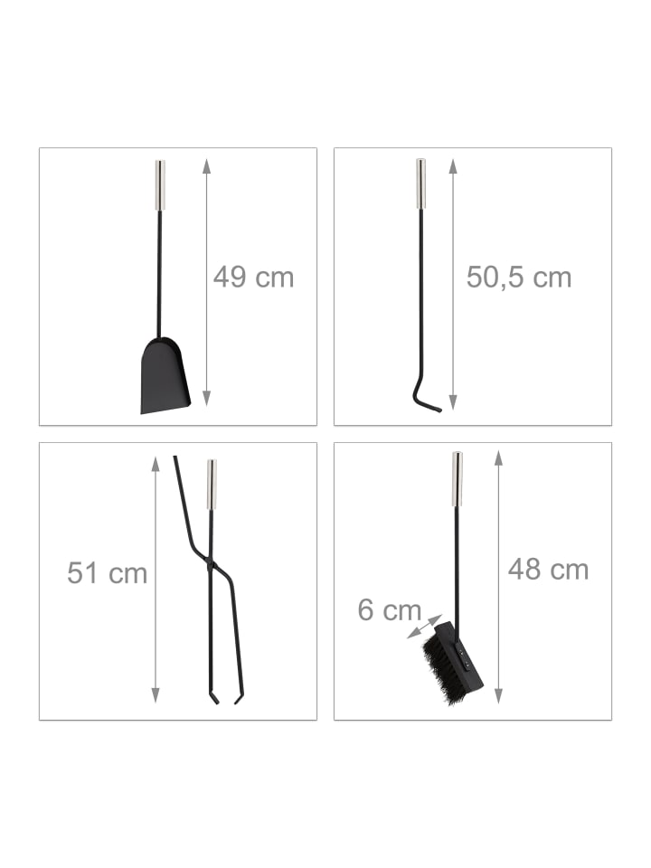 relaxdays 5-teilige Kamingarnitur in Schwarz günstig kaufen onesize