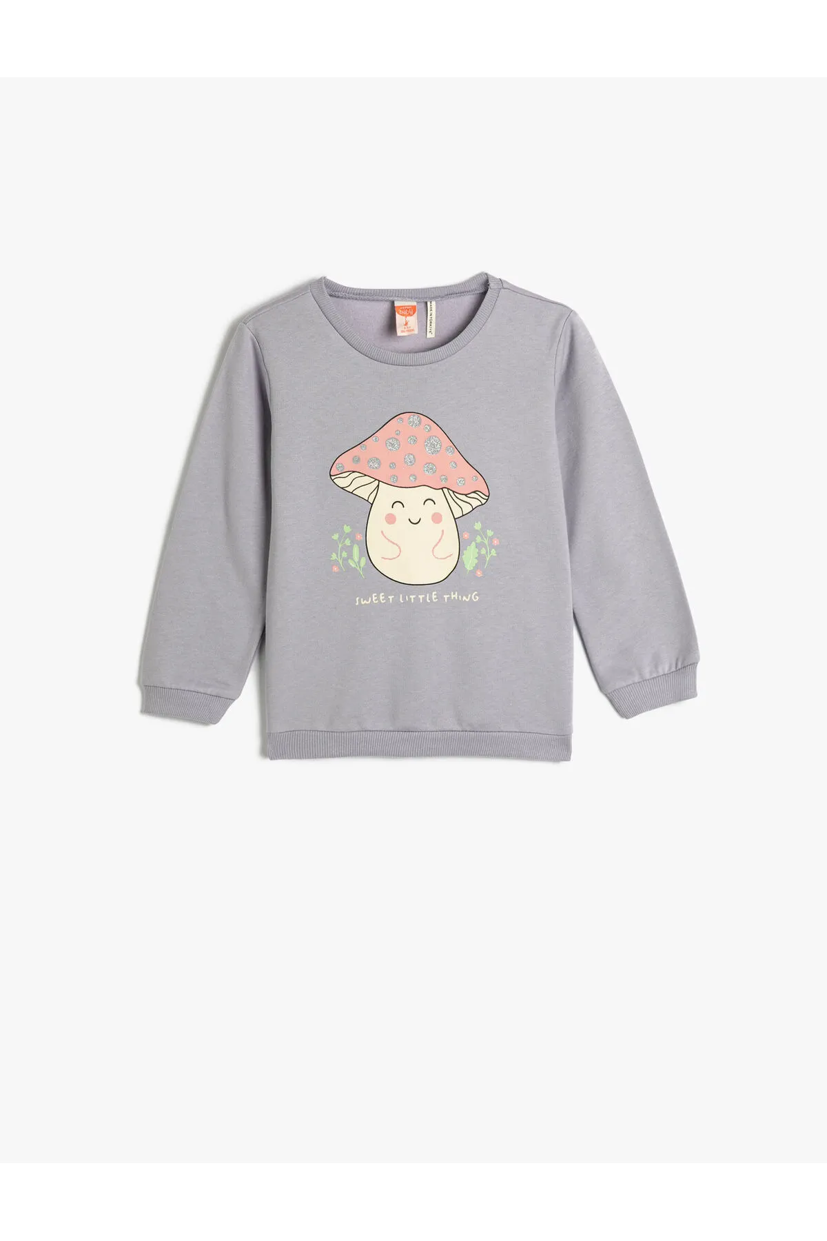 Koton  Sweatshirt aus bedruckter Baumwolle in Roségold mit Rundhalsausschnitt
