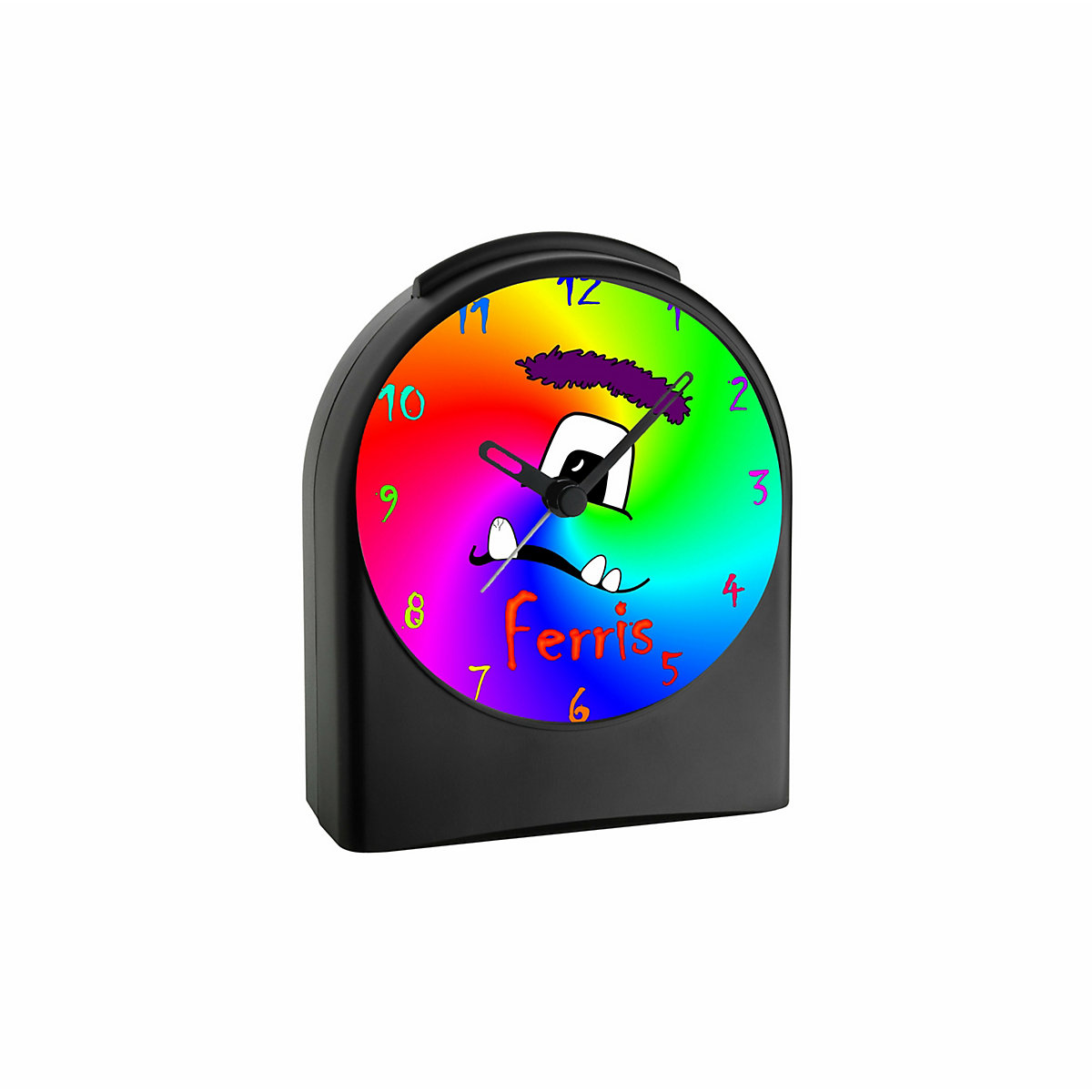 Kinder Funkwecker personalisiert mit Namen Monster Atom-/Funkuhr, 12-Stunden-Anzeigeformat, Schlummerfunktion, Nachtlicht, Geräuschlos/Ohne Ticken