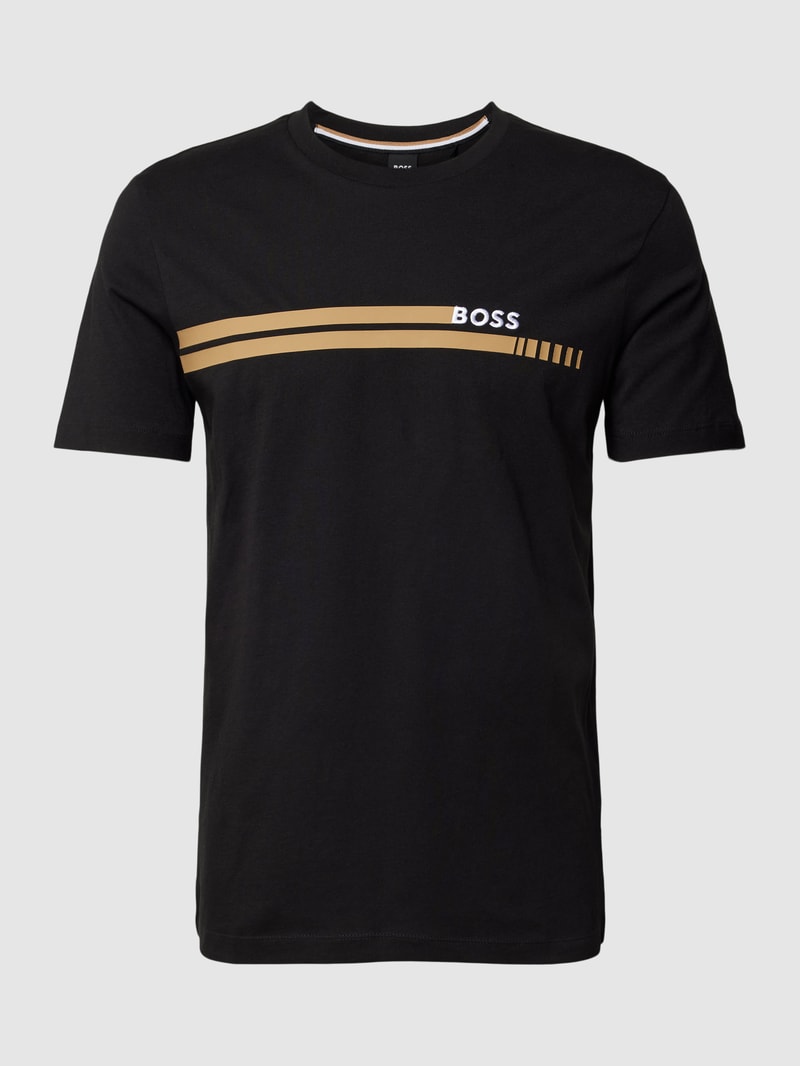 T-Shirt mit Label-Stitching Modell 'Tessler' in schwarz