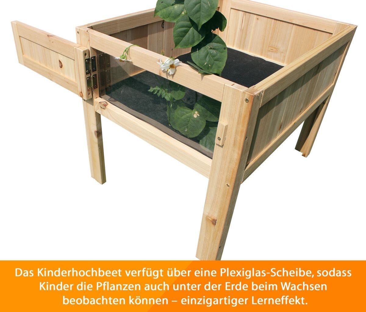 Coemo Hochbeet (1 St), Hochbeet für Kinder, mit seitlichem Sichtfenster