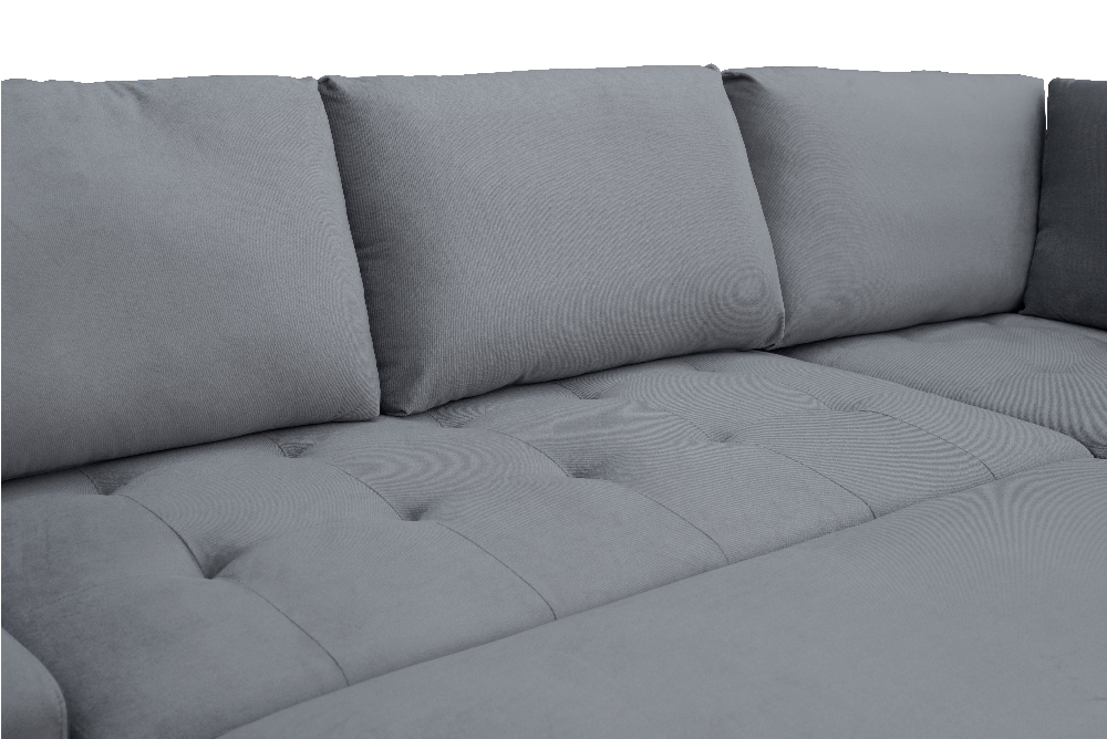 Happy Home Ecksofa mit Stauraum und Bettfunktion mit Samtbezug HSP113-GRA grau