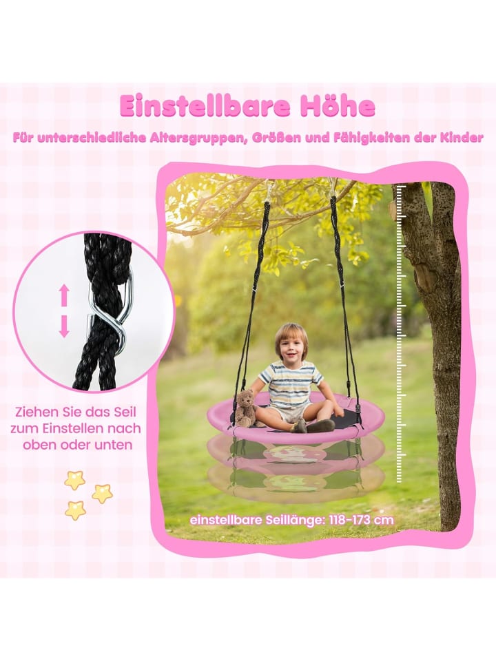 COSTWAY Nestschaukel Ø100cm ab 3 Jahre in Rosa günstig kaufen onesize
