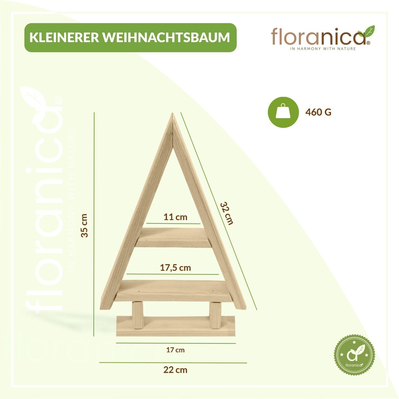 Pemicont Floranica Handgemacht Holz Baum Weihnachtsbaum Tannenbaum - 2er-Set - Natur
