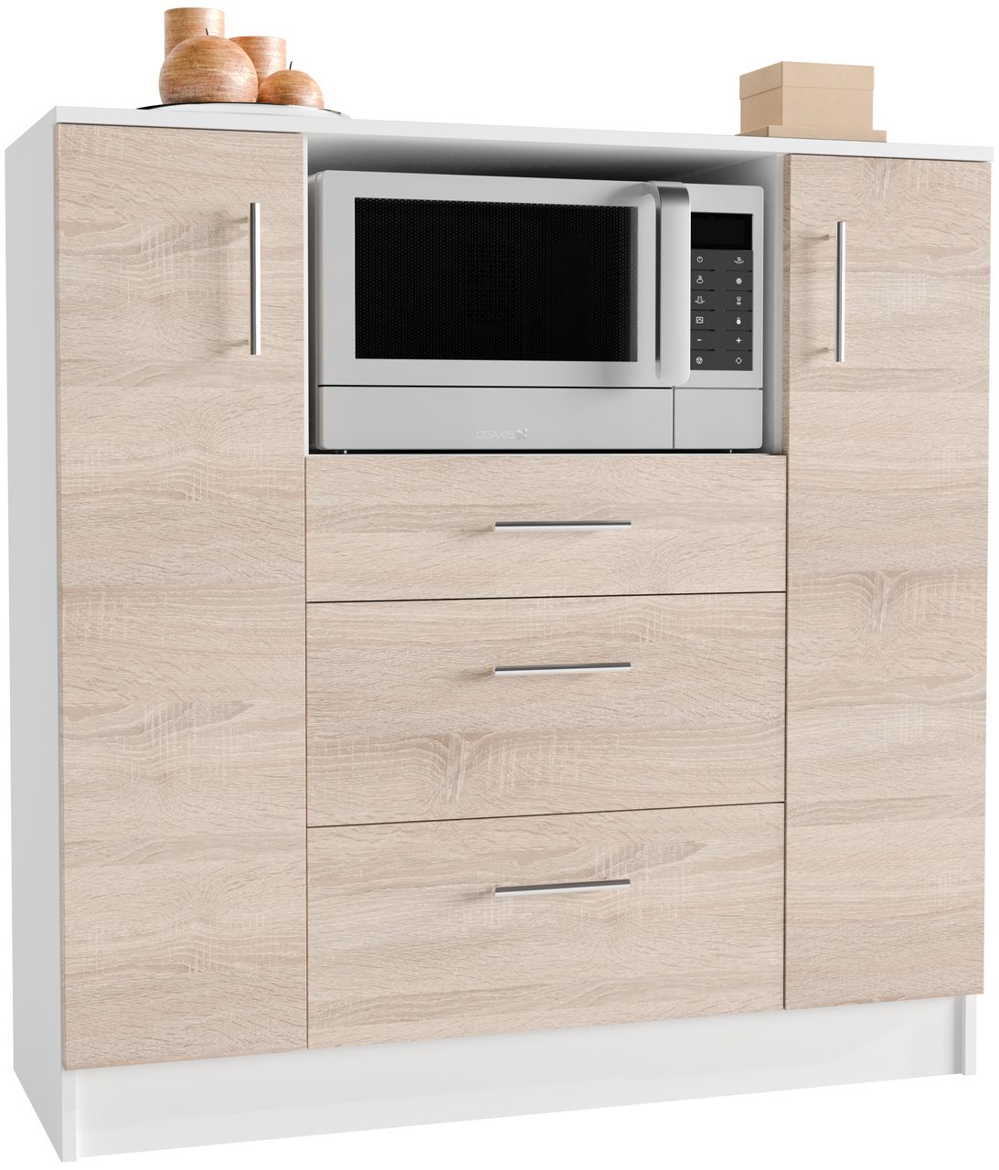 VCM Küchenschrank Schublade Unterschrank Küche Küchenmöbel Mikrowelle Esilo Weiß/Sonoma-Eiche