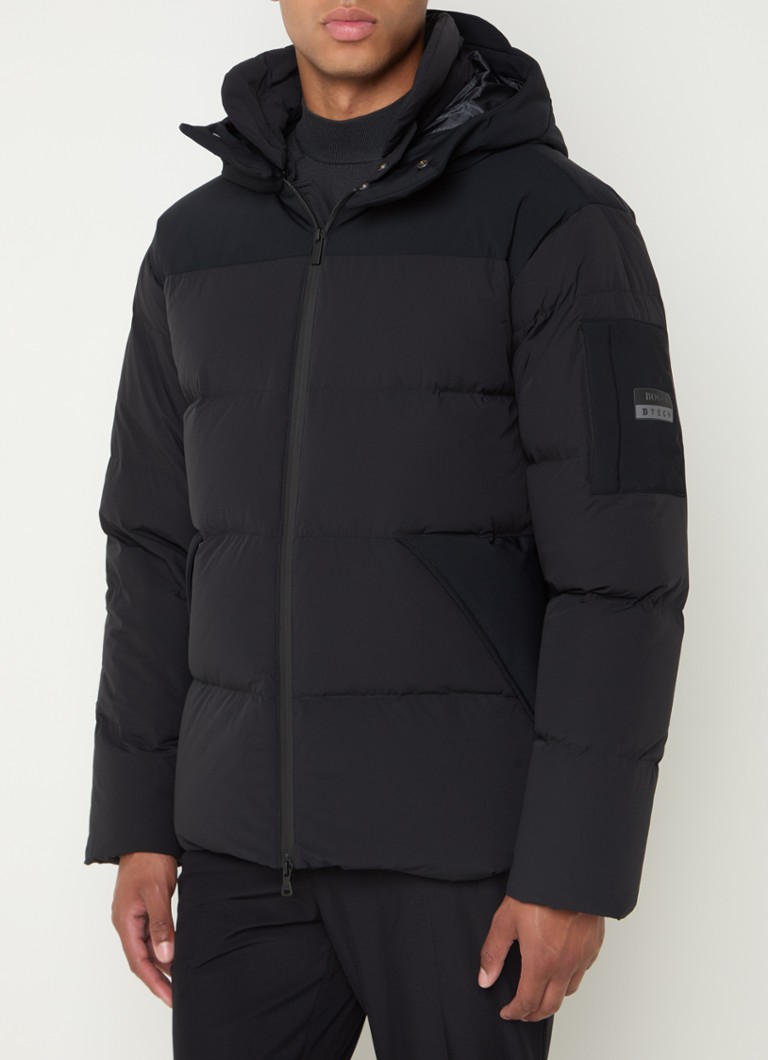 Jaqueta puffer Boggi Milano B-tech com enchimento de plumas e capuz.