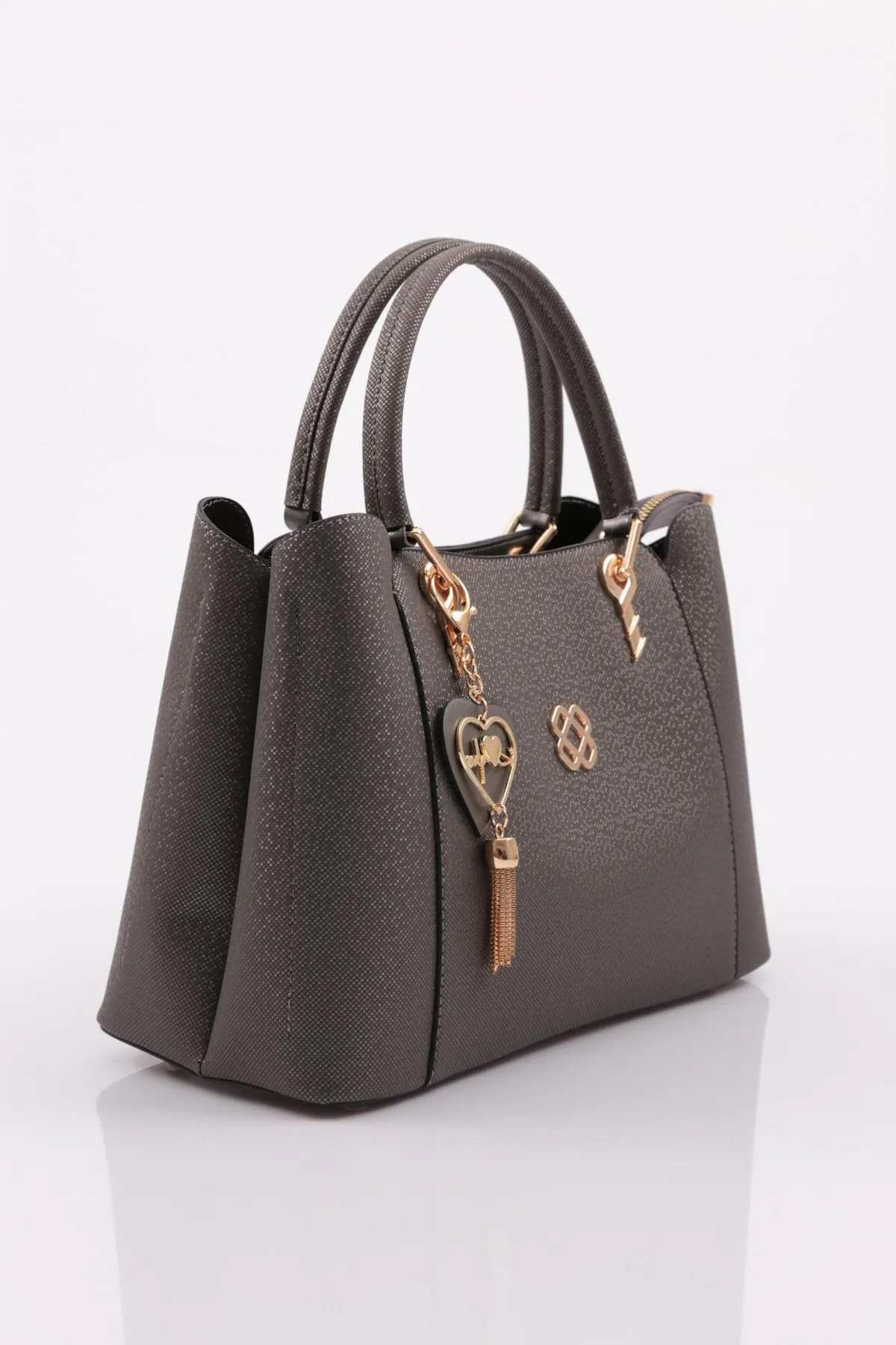 DGN  Schulter- und Handtasche für Damen Modell 3267 mit Mosaikmuster in Platin