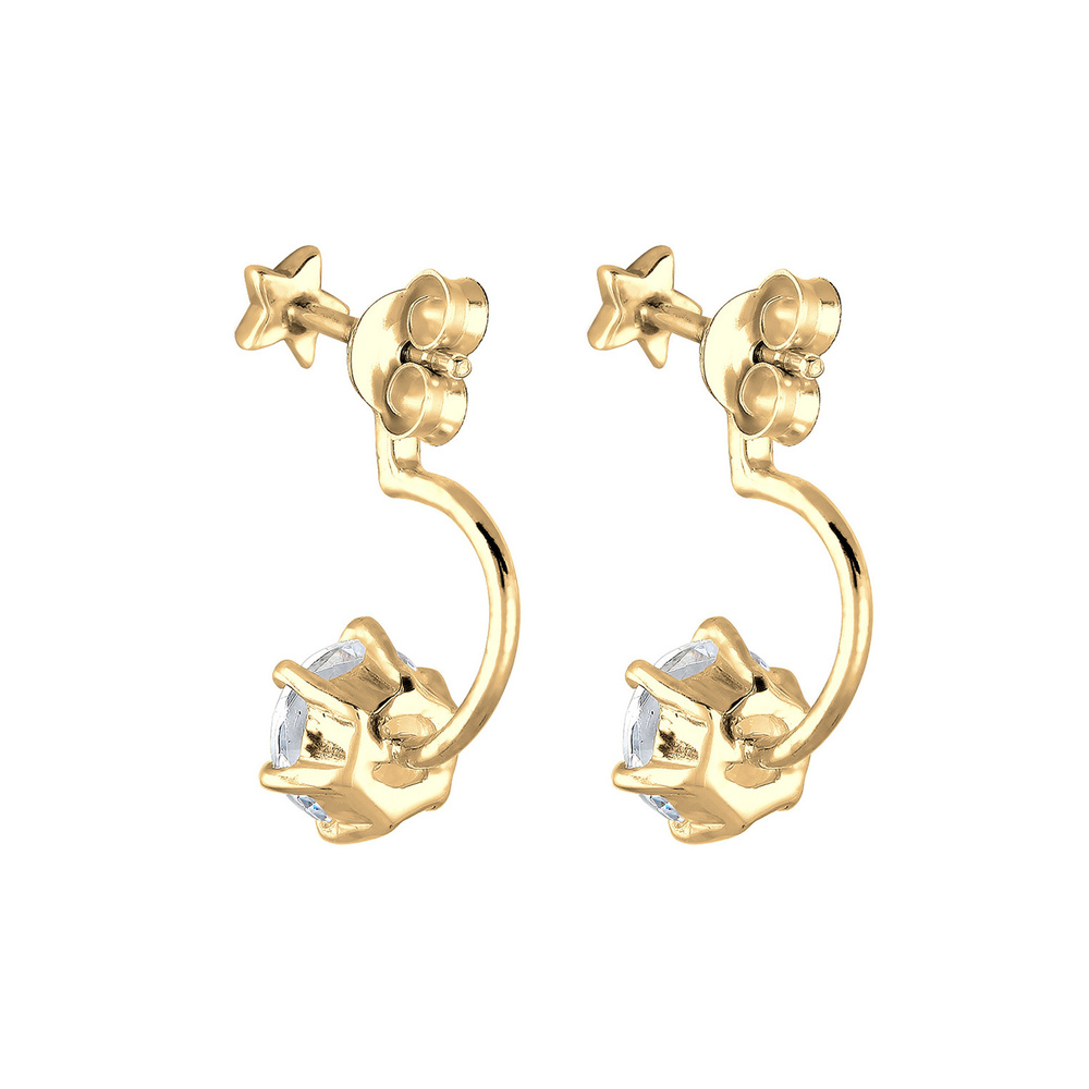 Elli Elli Boucles d'Oreilles Front-Back Sterne Kristalle 925 Silber Boucles d'oreilles