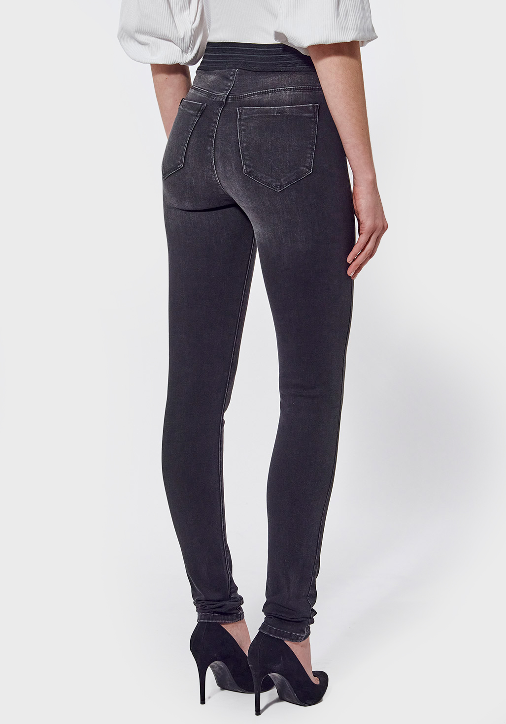 SABLE  Jegging noir Femme effet délavé