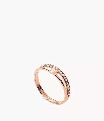 Fossil Ring Hearts To You Edelstahl roségoldfarben