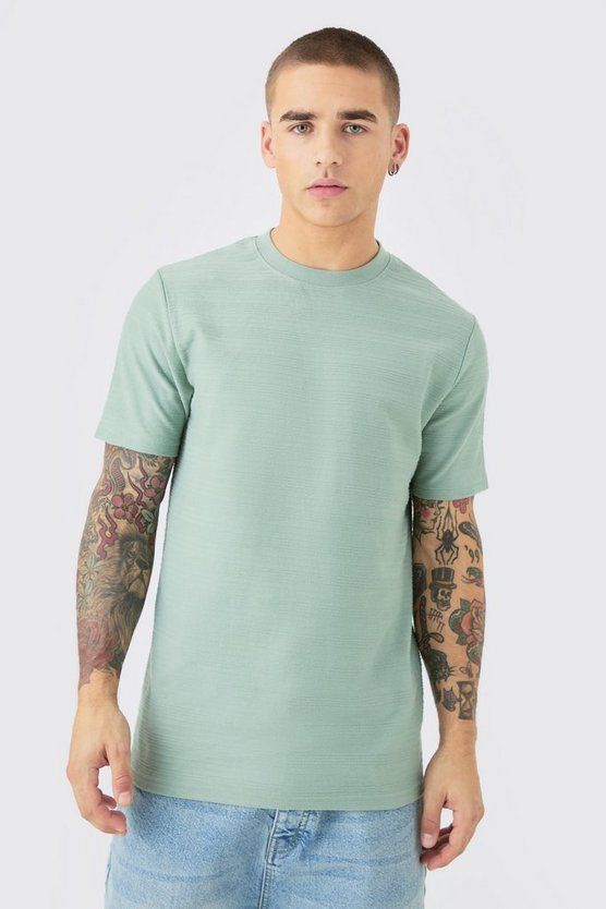 Gestreiftes Slim-Fit Jacquard T-Shirt