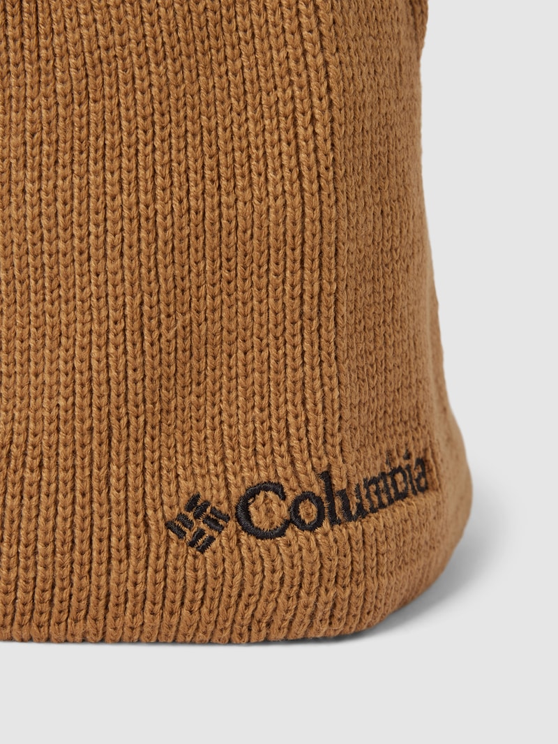 Strickmütze mit Label-Stitching Modell 'BUGABOO' in camel