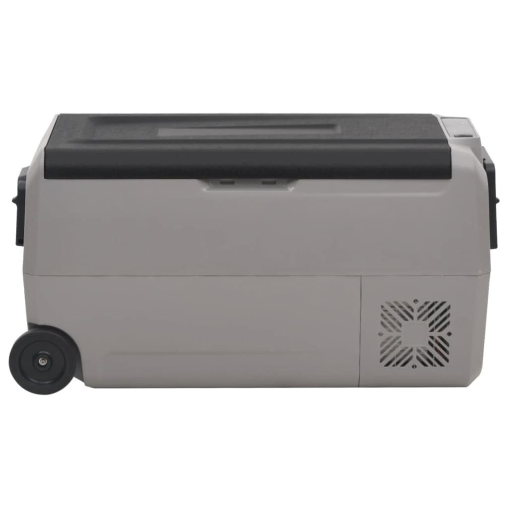 vidaXL Kühlbox Kompressor Kühlbox mit Rollen und Griff Schwarz Grau 60 L Camping Van
