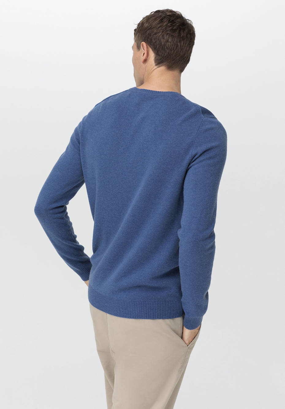 V-Pullover aus Schurwolle mit Kaschmir