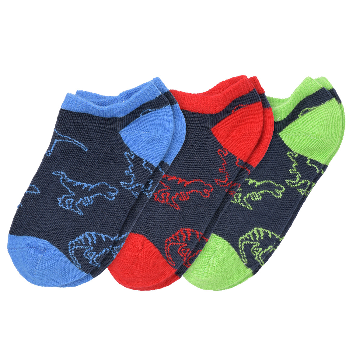 3 Paar Jungen Sneaker-Socken mit Dinos