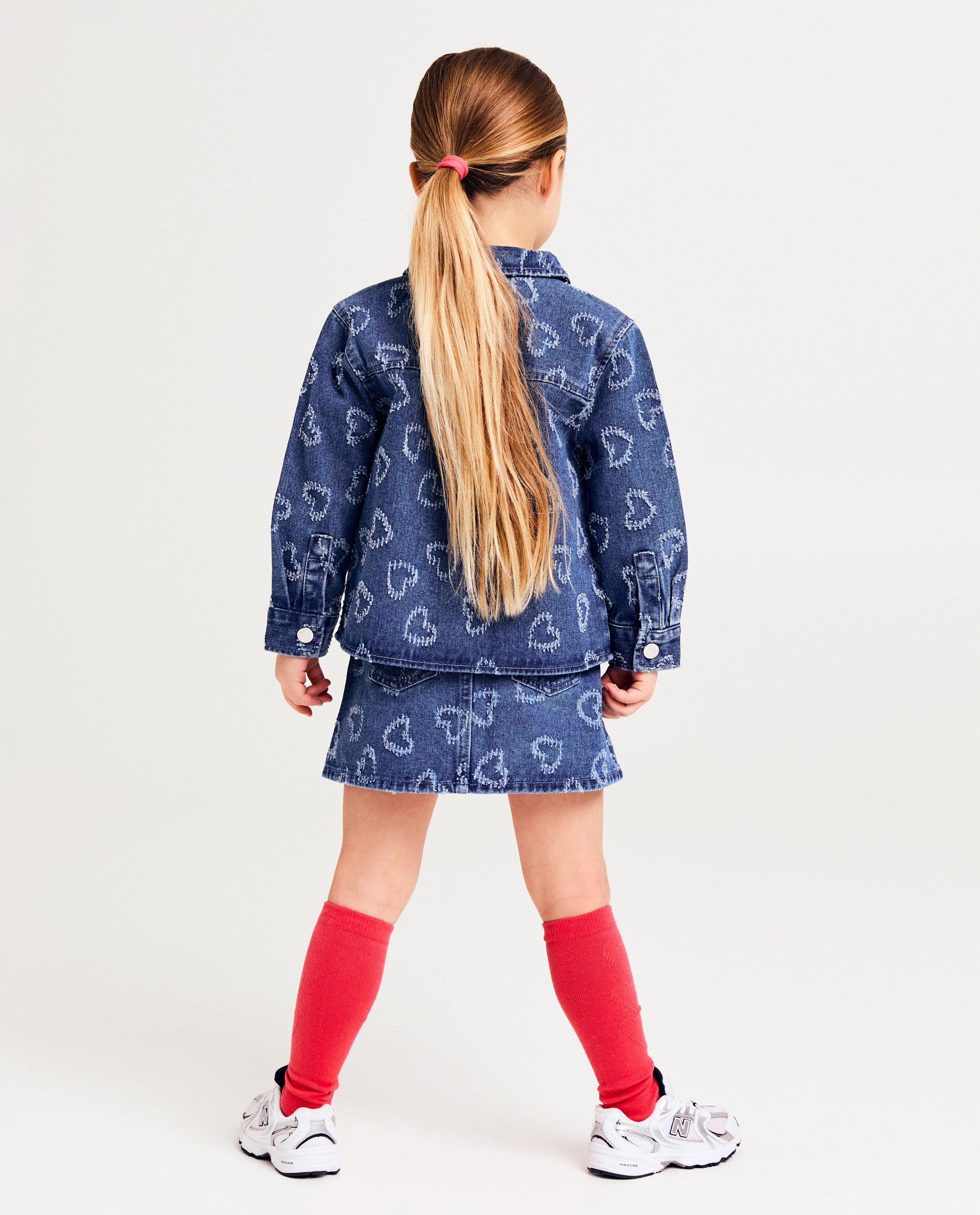 Cardigan din denim Milla Star cu model cu inimioare, croială supradimensionată, 92-134 albastru