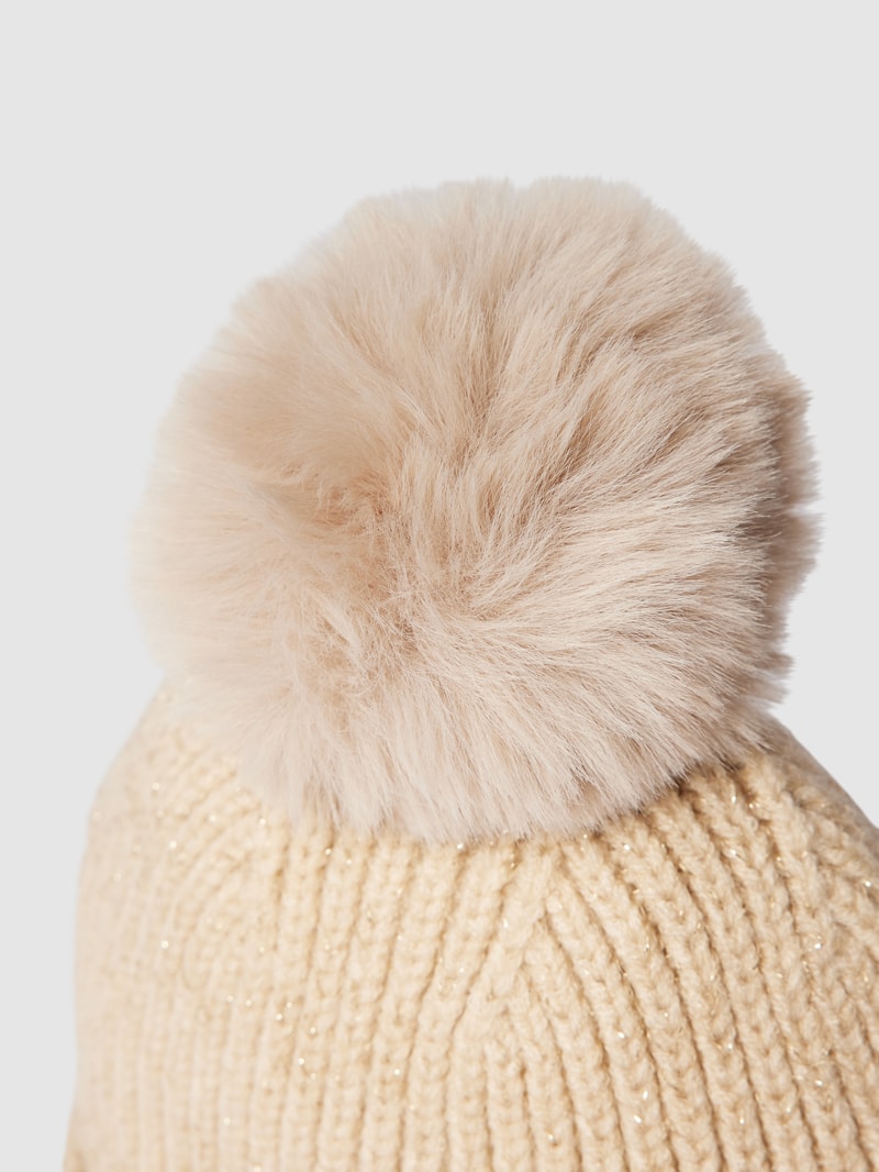 Pudelmütze mit Label-Detail in beige meliert