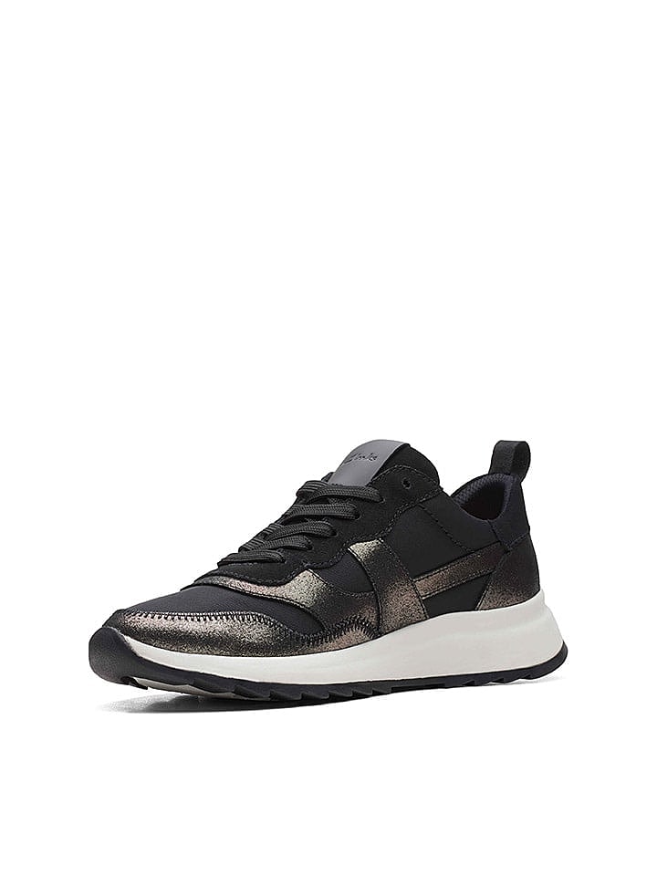 Clarks Leder-Sneakers in Schwarz günstig kaufen 40