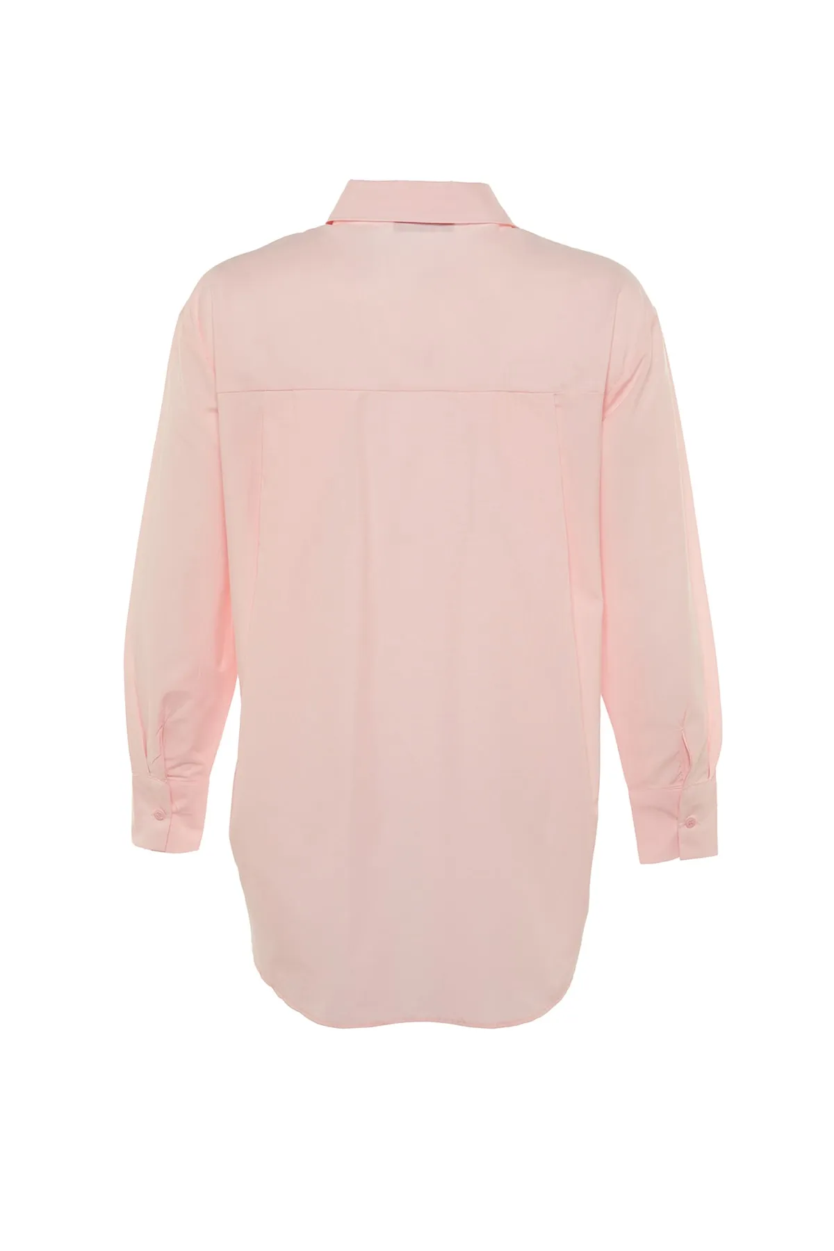 Trendyol Collection  Rosafarbenes Boyfriend-Hemd aus Baumwollgewebe mit weiter Passform und einer Tasche TWOAW20GO0115