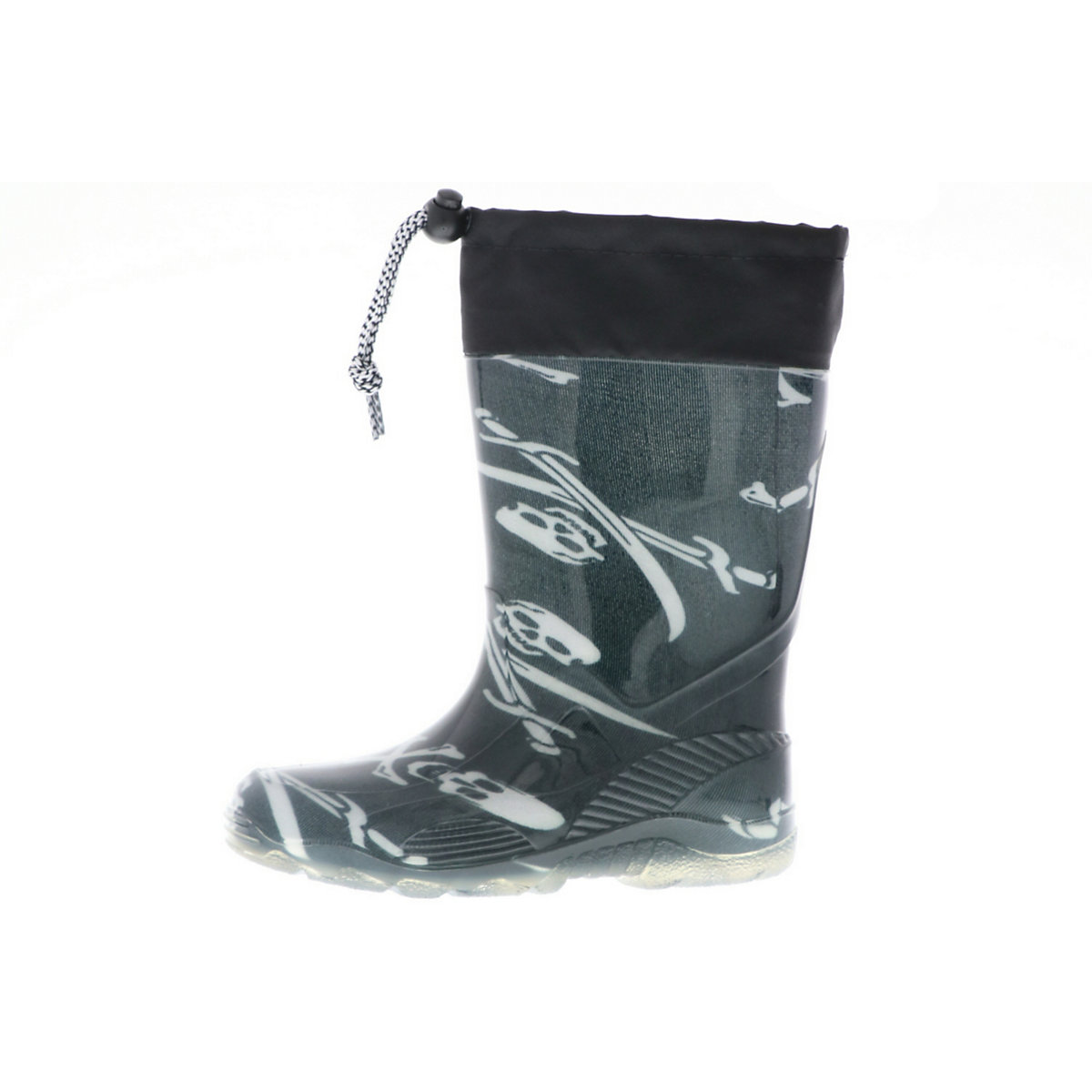 Kinder Mädchen Jungen wasserdichte Gummistiefel Regenschuhe Stiefelette Pirat Totenkopf schwarz/weiß