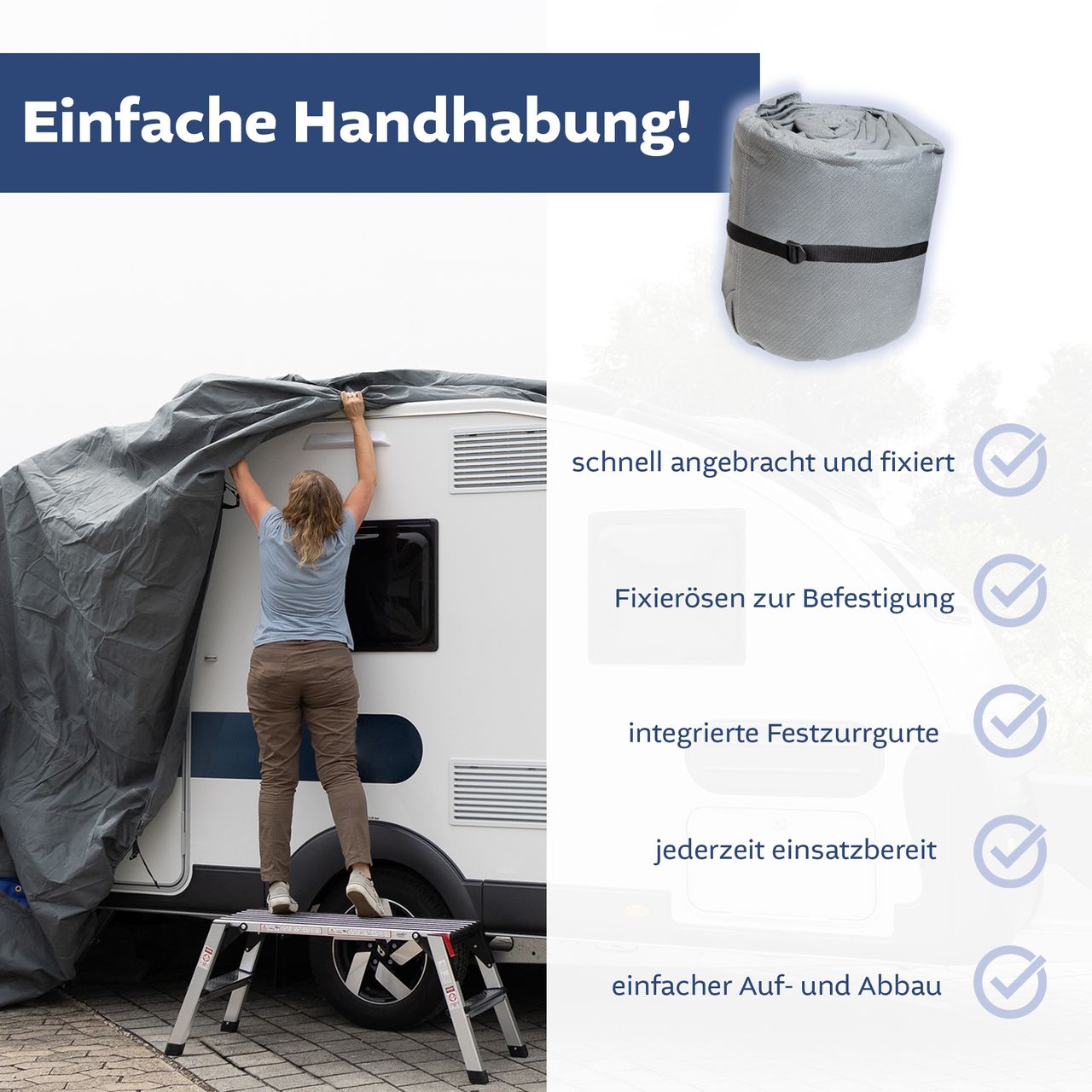 Lemodo Wohnwagen Schutzhülle, M 550 x 250 x 220 cm