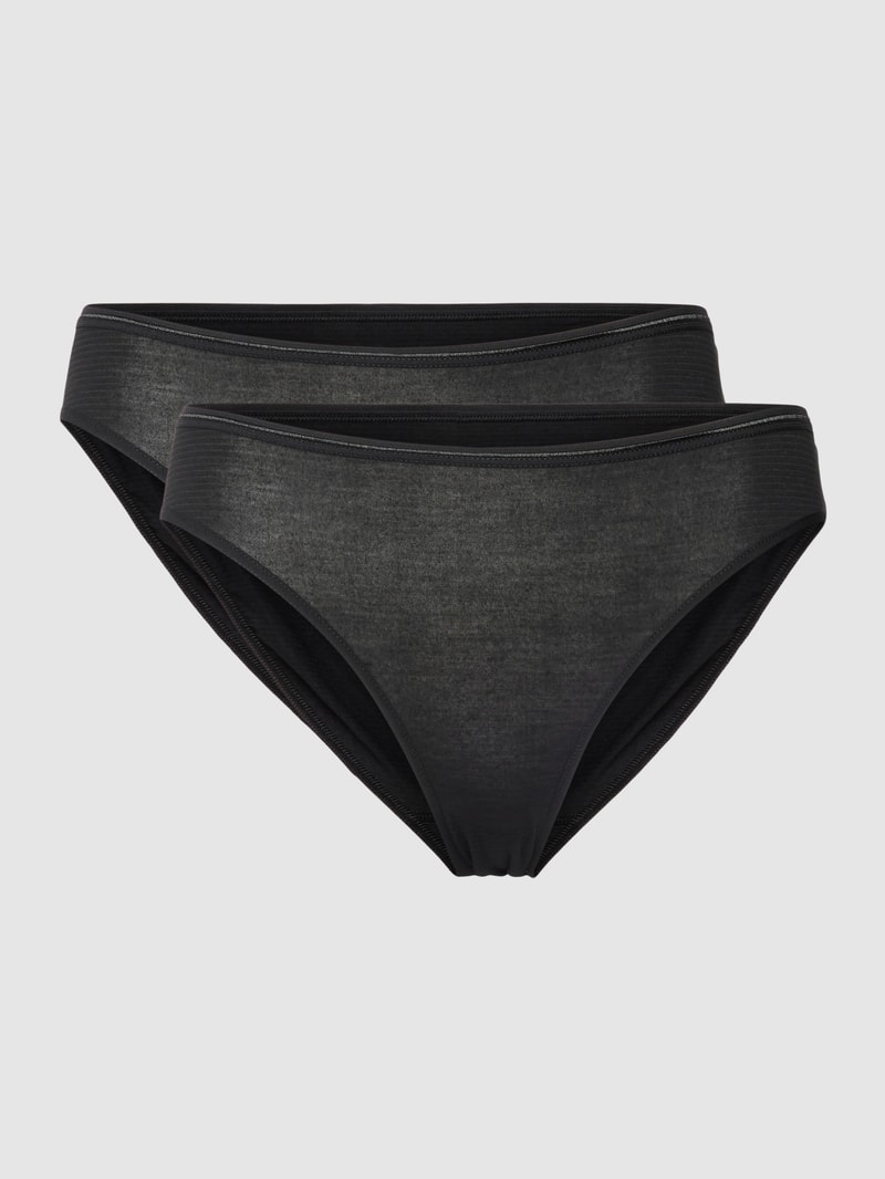 Slip mit Streifenmuster im 2er-Pack in schwarz