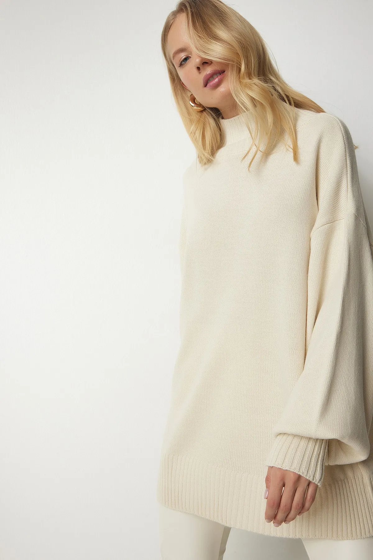 Happiness İstanbul  Pullover - Beige - Oversized