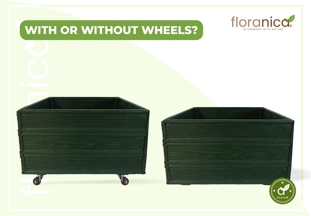 Pemicont Floranica Blumentopf aus Holz Kasten 4 Rollen 50cm x 535cm x 285cm Grün Imprägnierte Lärche Schutzhülle für Kräuter Blumen Haus- und Gartendekoration Innen- und Außeneinsatz