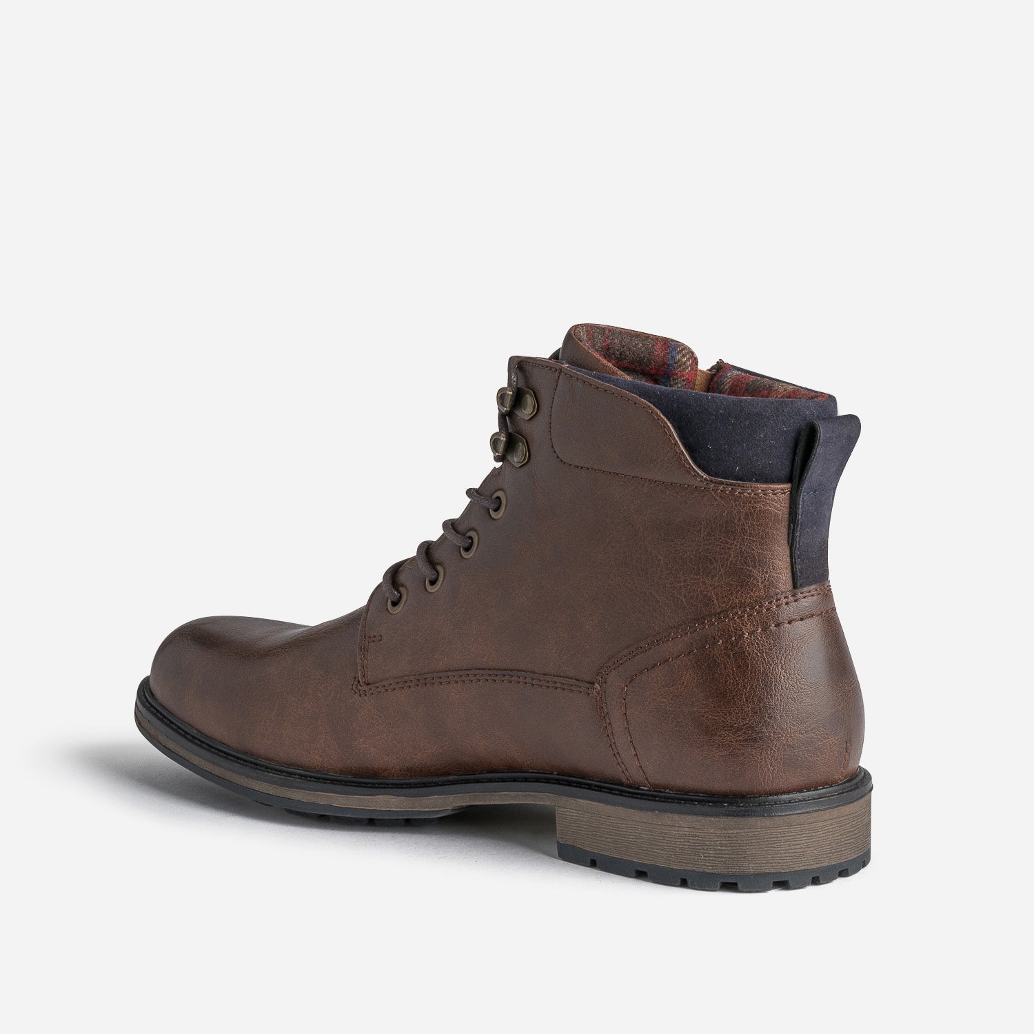Bottine marron à doublure carreaux