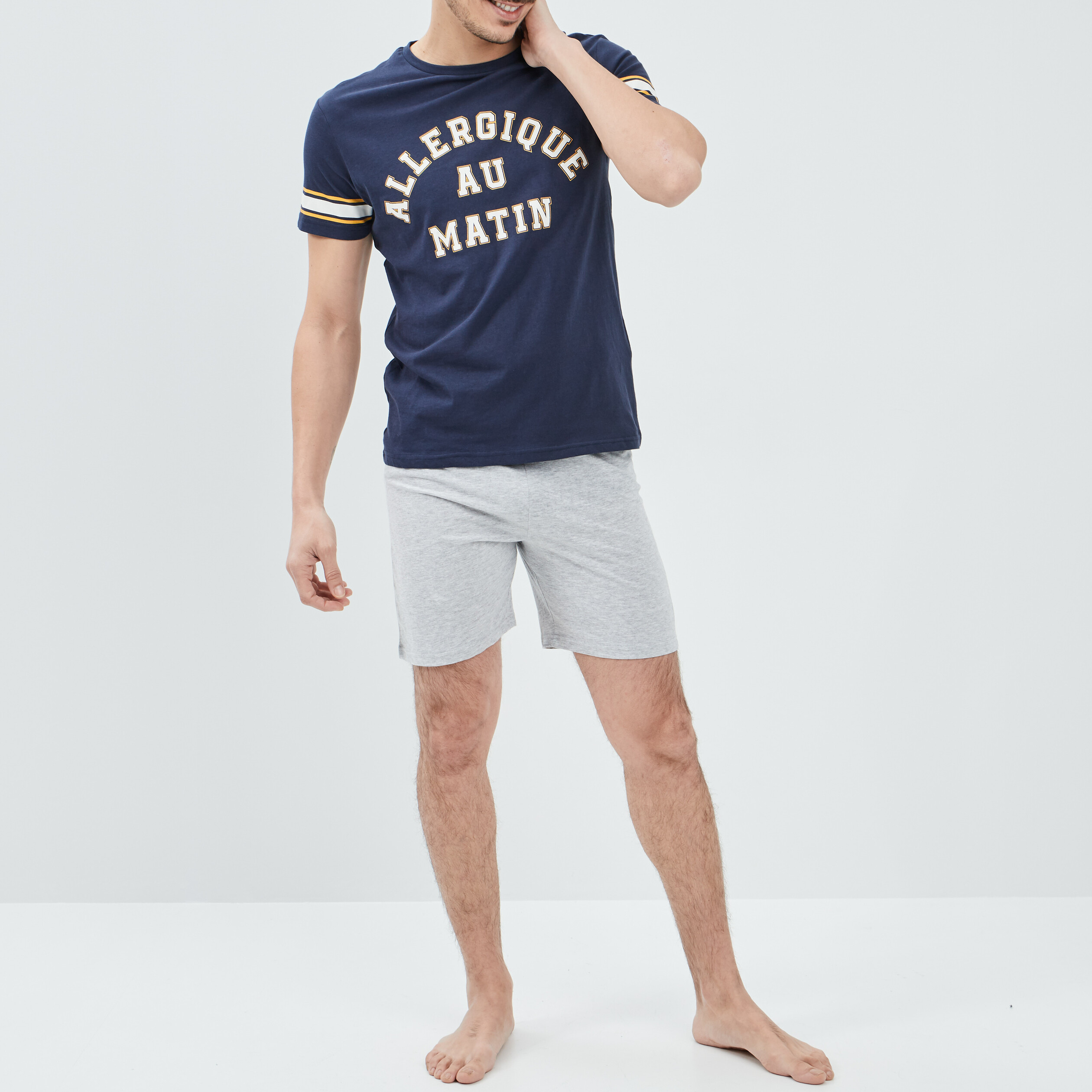 Ensemble pyjama 2 pièces bleu marine homme | La Halle