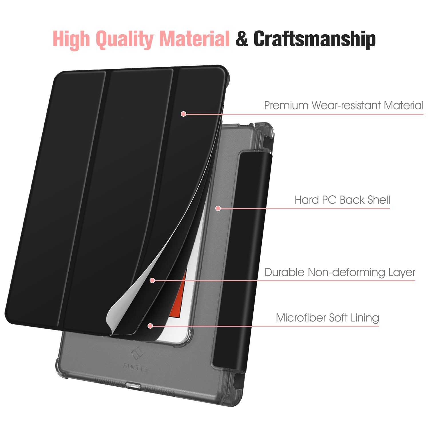 Fintie Tablet-Hülle Hülle für iPad 9. Generation 2021 / 8. Gen 2020 / 7. Gen 2019 10.2 Zoll mit Stifthalter, ultradünne leichte Schutzhülle mit transparenter Rückseite und Auto Schlaf/Wach Funktion