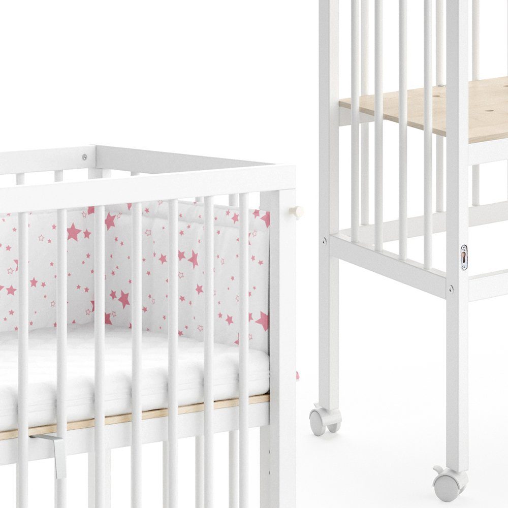 VitaliSpa® Beistellbett Babybett Stubenbett 2 Seitenteile SOPHIE Weiß