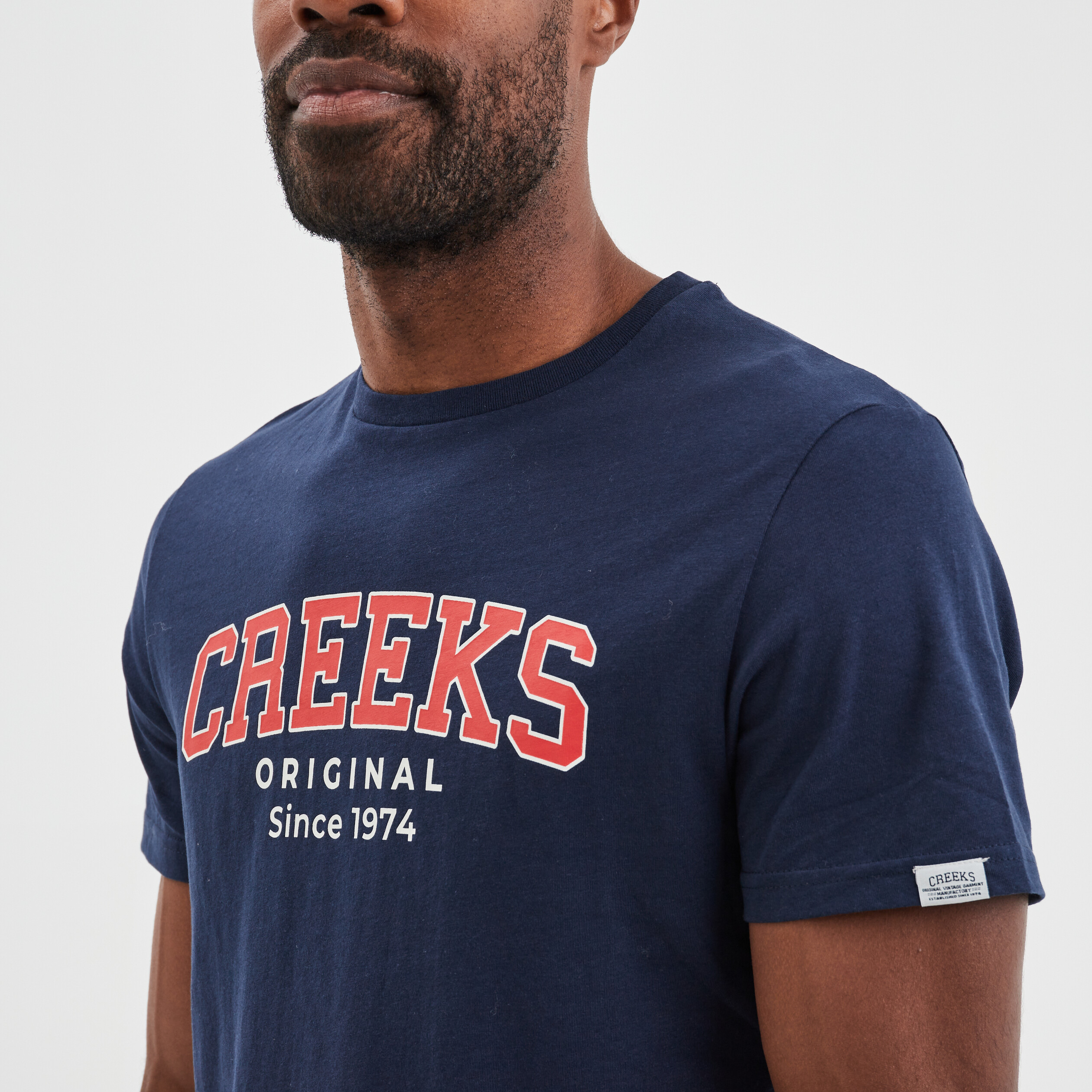 T-shirt manches courtes coton Creeks bleu marine homme | La Halle