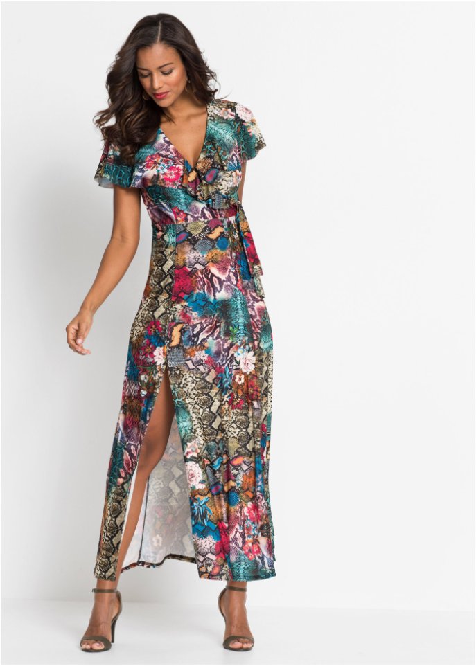 Langes Kleid mit raffiniertem Druck