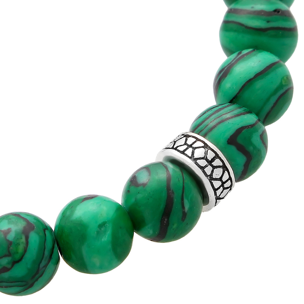 KUZZOI KUZZOI Bracelet Gentlemen Agate oxydée look vert mat 925 Bracelet