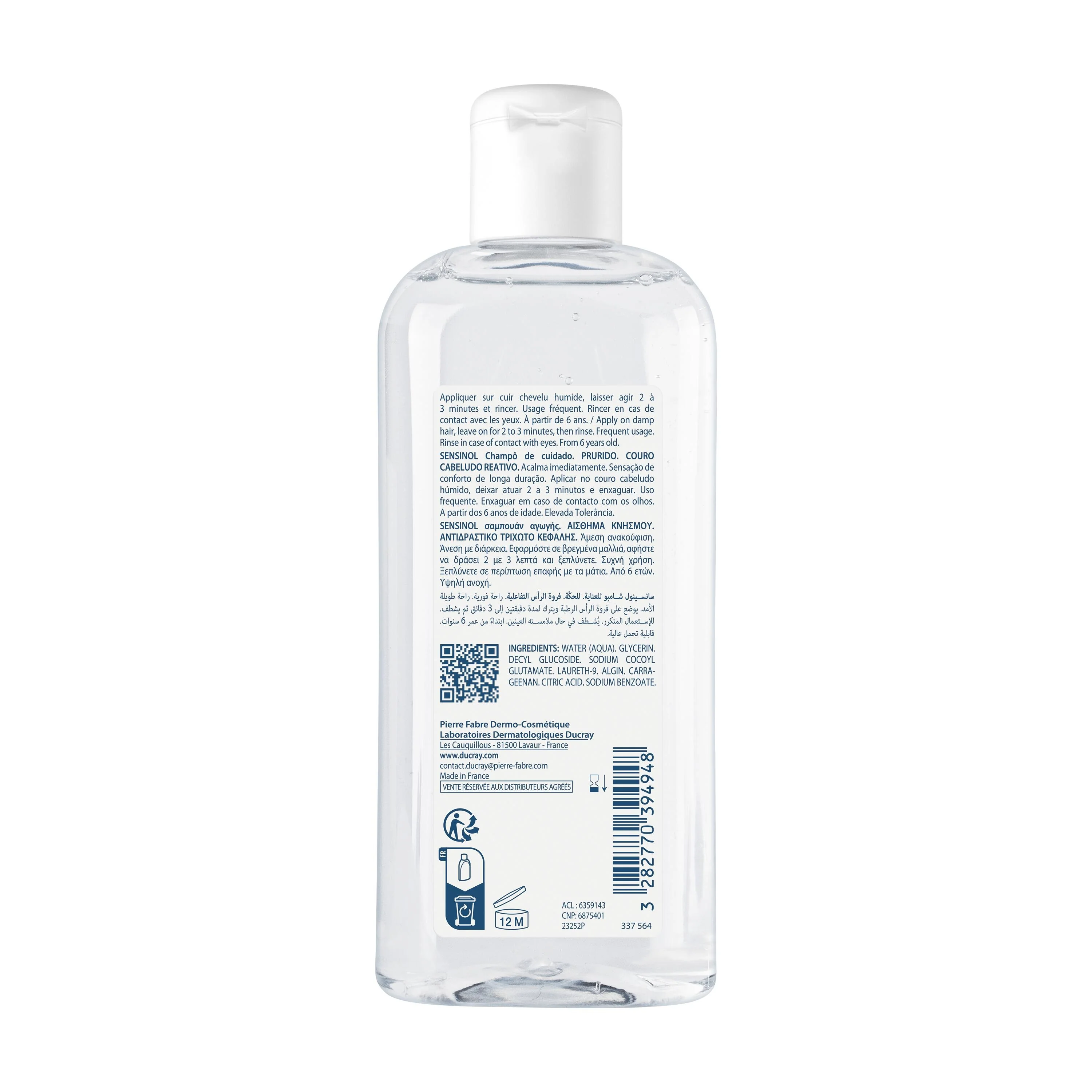 Sensinol Herkän päänahan hoitoshampoo - Herkälle ja reagoivalle päänahalle - Hellävarainen shampoo