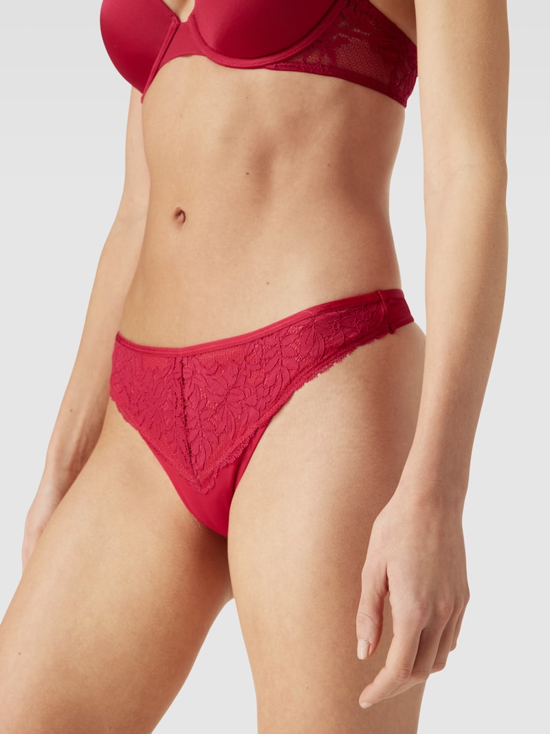 String mit Spitzenbesatz in pink