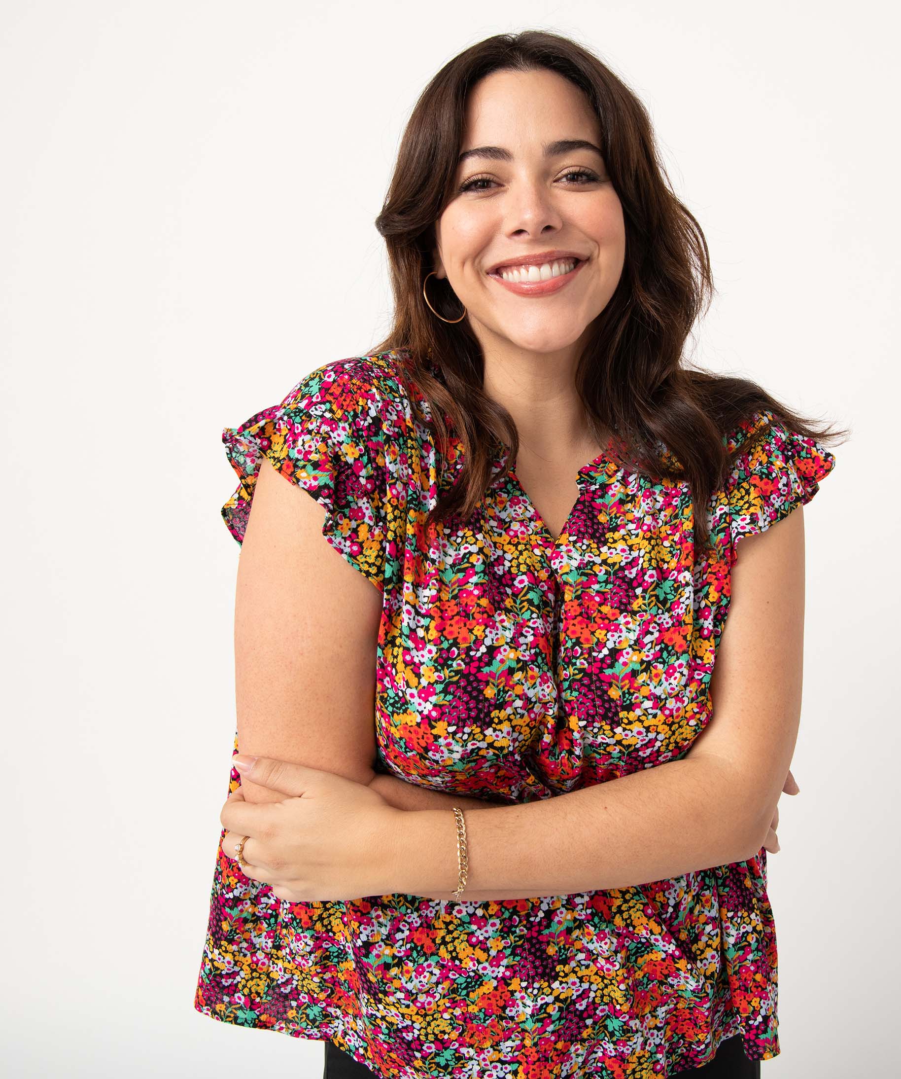 Blouse femme grande taille à motifs fleuris et rayures pail... multicolore | GEMO