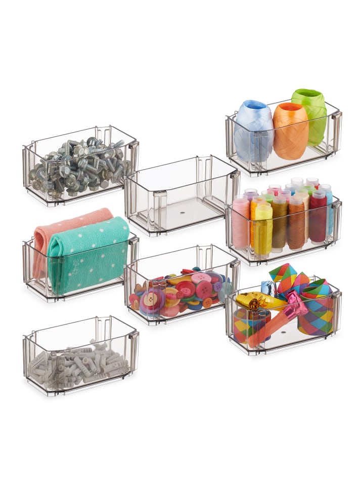 relaxdays 8-tlg. Schubladen Ordnungssystem in Braun - (B)12 x (H)5,5 x (T)7 cm günstig kaufen onesize