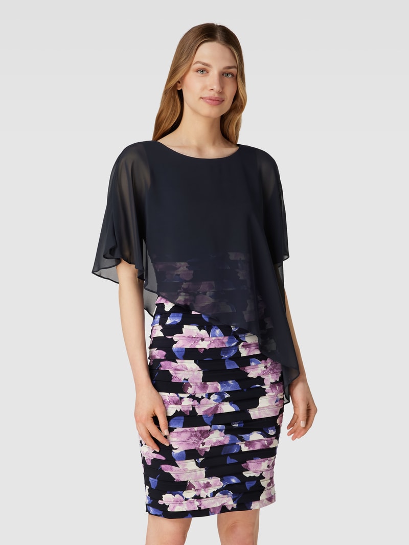 Cocktailkleid in Layer-Optik in marineblau meliert