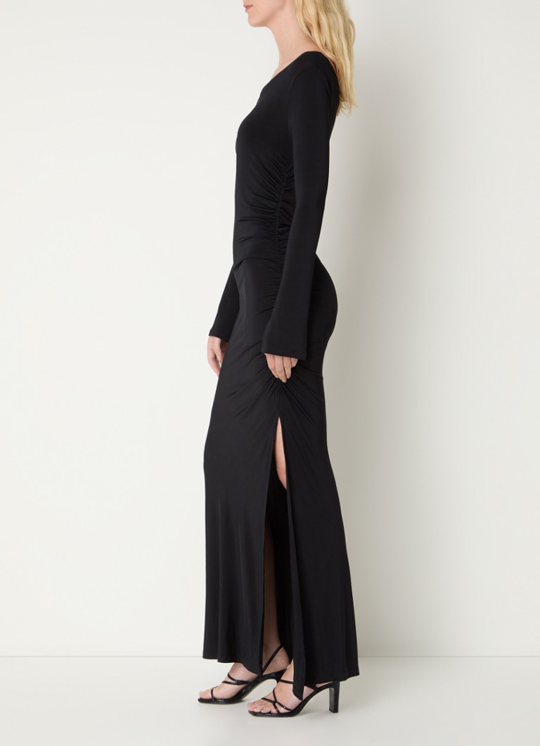 Rochie lungă, asimetrică, HUGO BOSS Niolea, cu un singur umăr, decorată cu pliuri și crăpătură.
