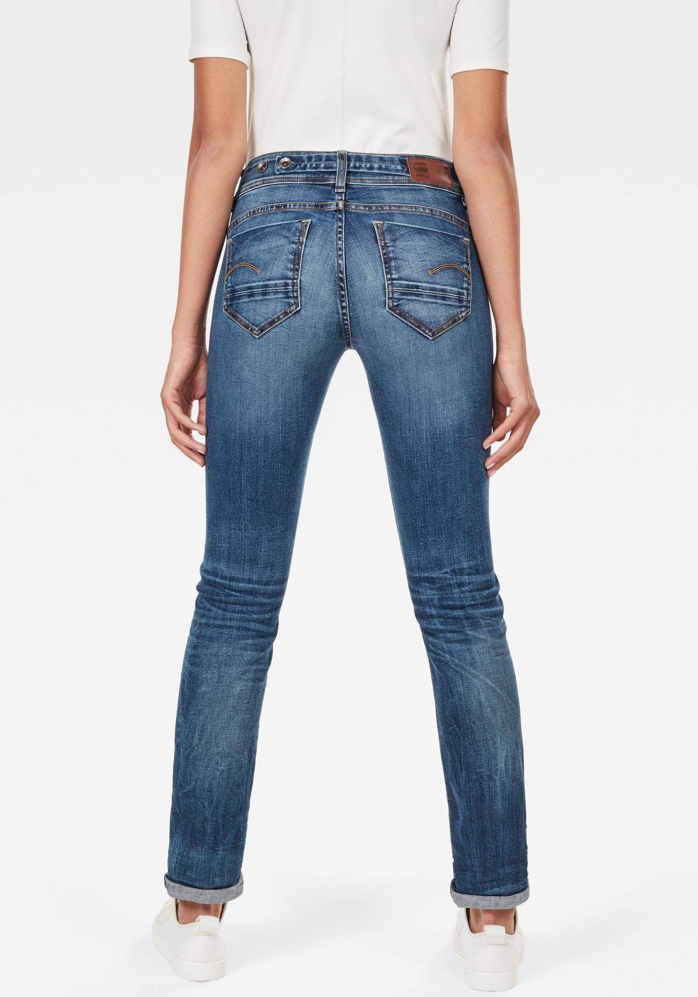 G-Star RAW Slim-fit-Jeans Midge Mid Straight Wmn mit Used-Effekten