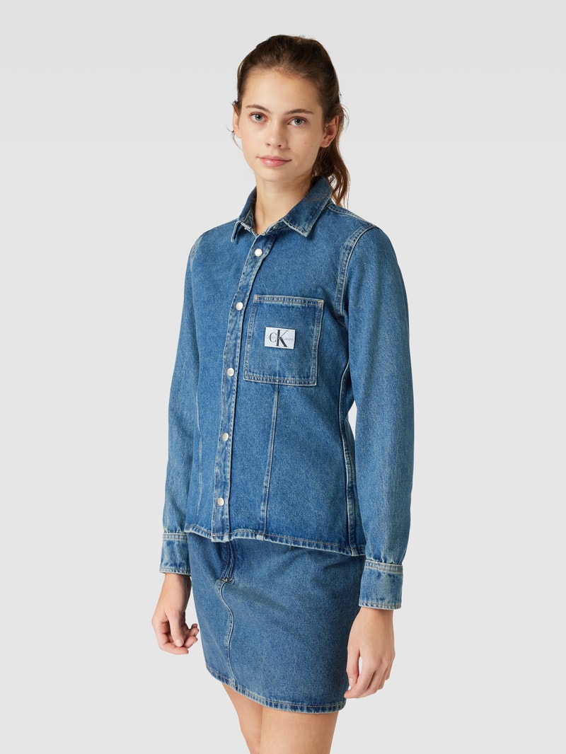 Jeansbluse mit Brusttasche in jeans