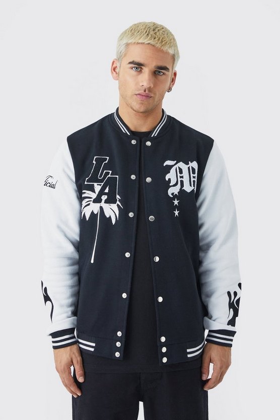 Jersey-Bomberjacke mit LA-Aufnäher