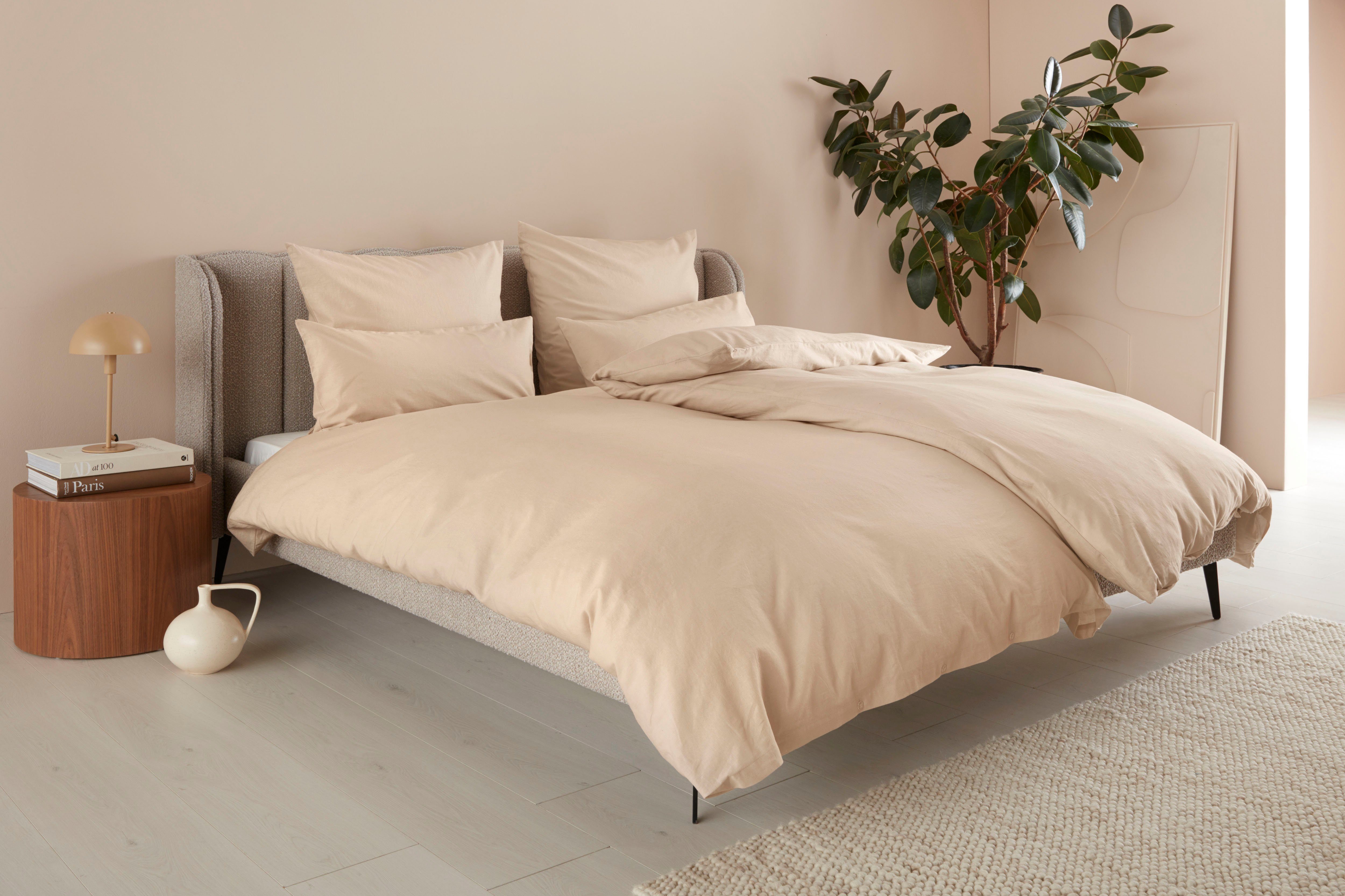 Bettwäsche Malea in Gr. 135x200 oder 155x220 cm, LeGer Home by Lena Gercke, Halbleinen, 2 teilig, Bettwäsche in Halbleinen-Qualität, Bettwäsche mit Knöpfe