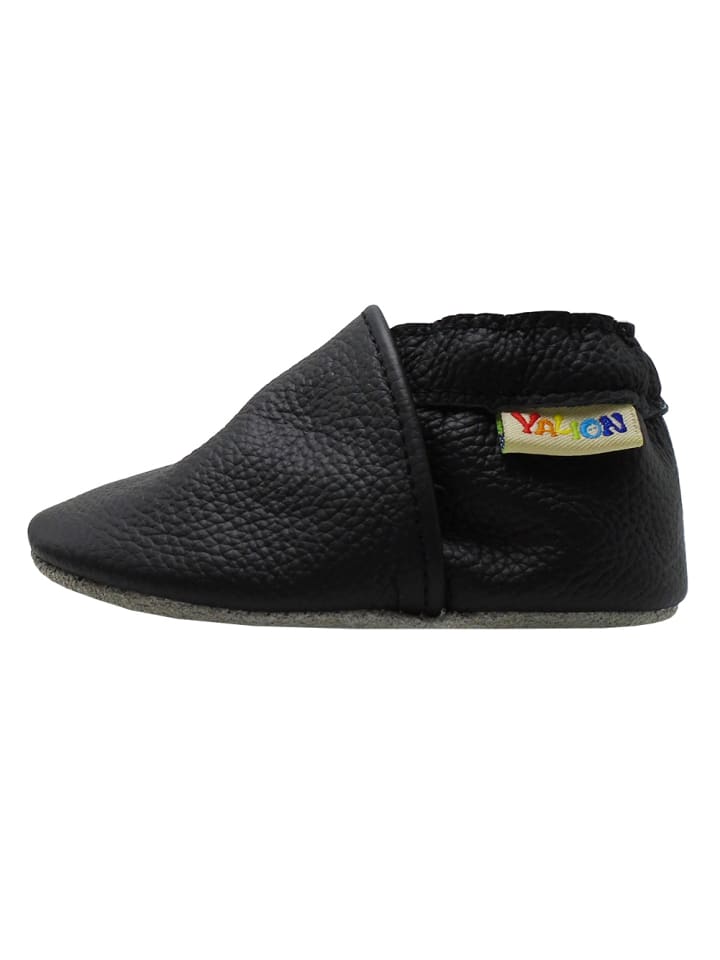 Yalion Leder-Krabbelschuhe in Schwarz günstig kaufen