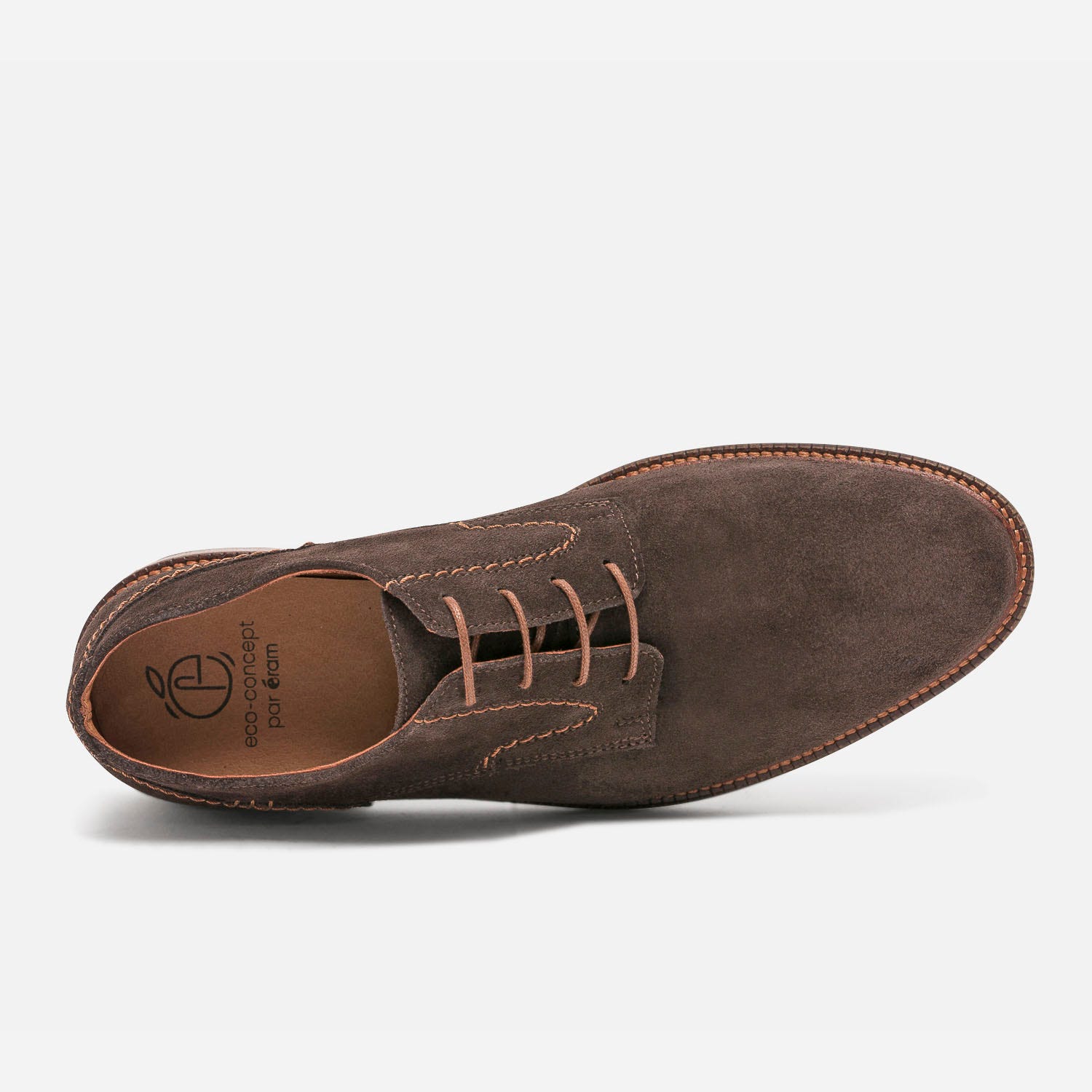 Derby marron en cuir velours éco-conçu